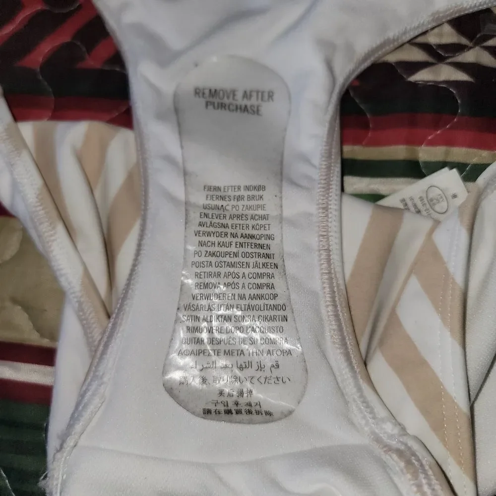 Hollister Swim bikini bottom tan/white Lg.